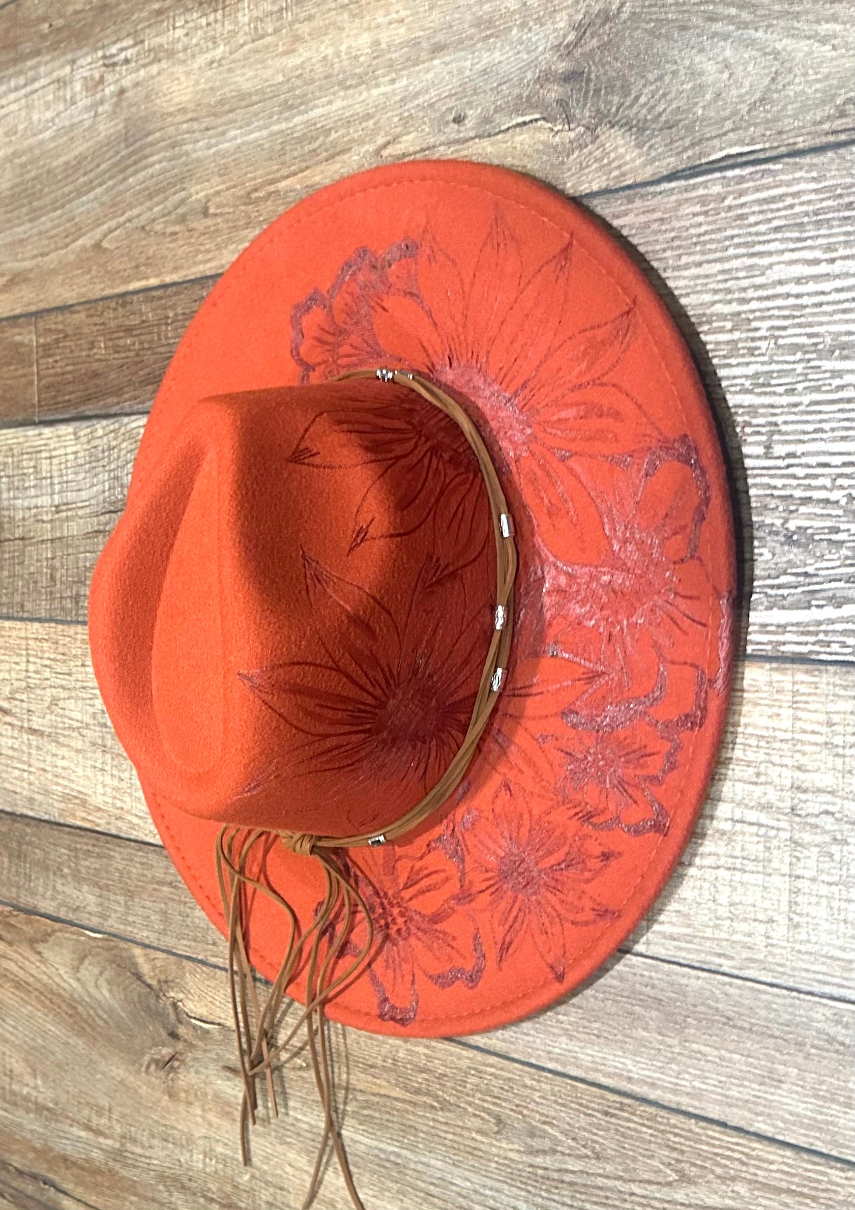 Rust Large Flower Felt Hat – Twisted K